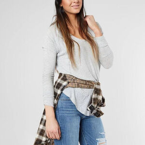 Free People Catalina thermal top heather gray long sleeve women's size medium